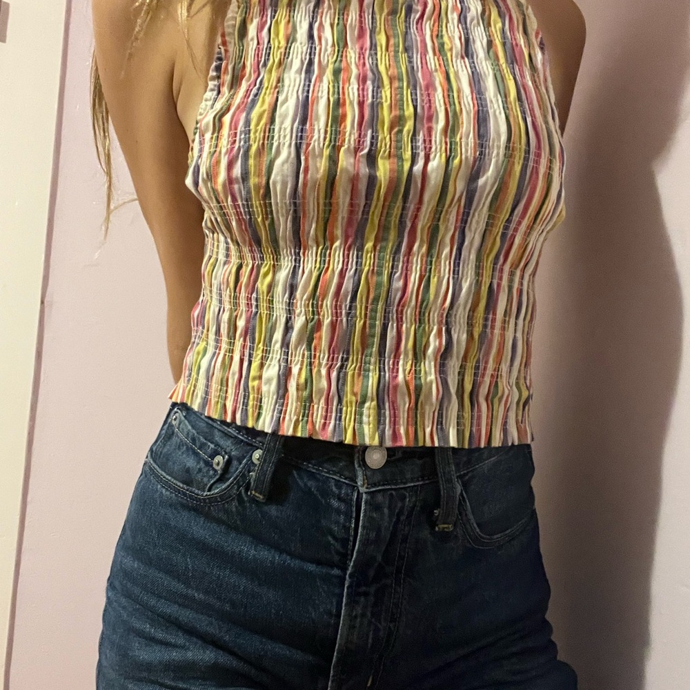 Multicolor Striped Women's Halter Top